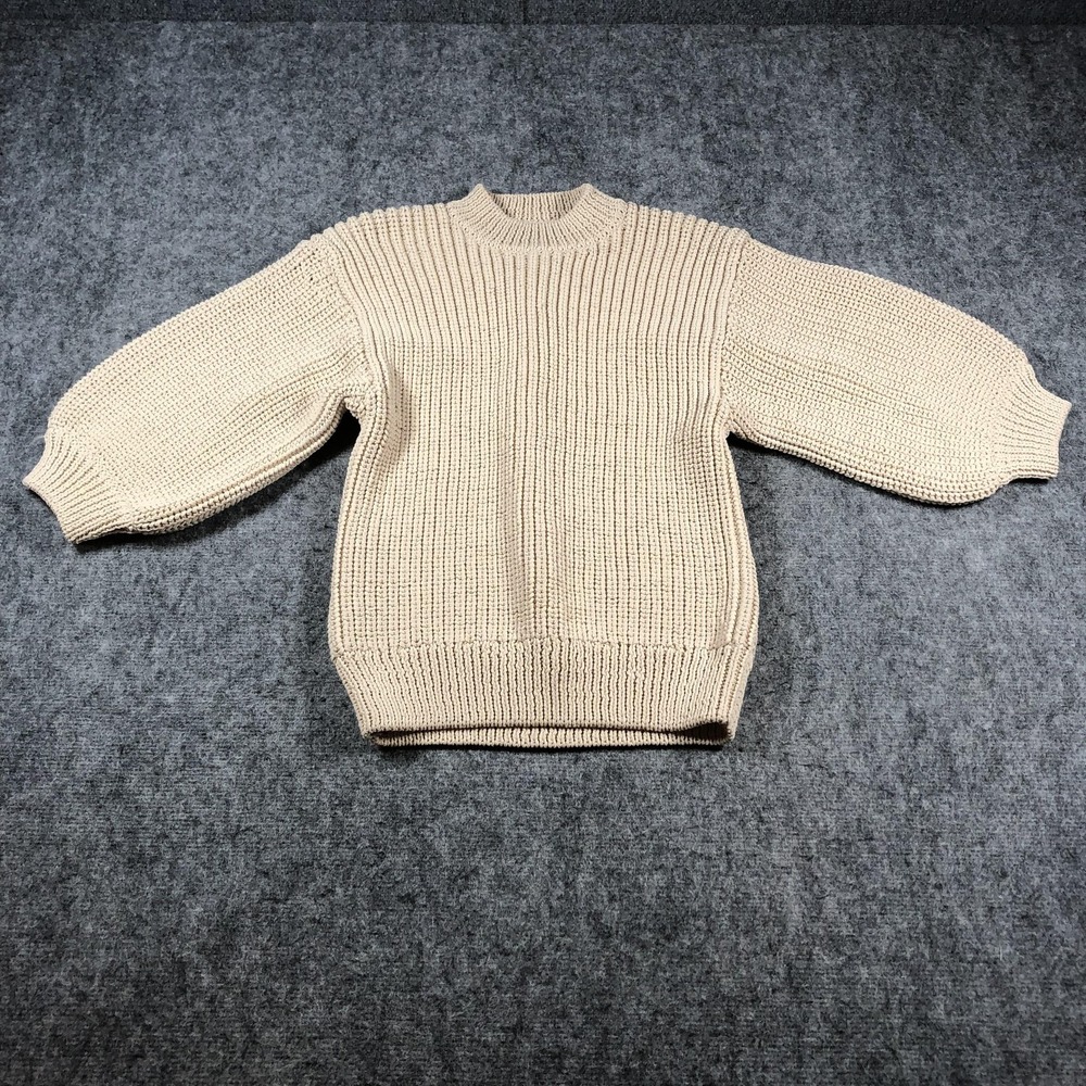 Future‎ Collective Sweater Womens Small Beige Mock Neck Balloon Sleeve Pullover
